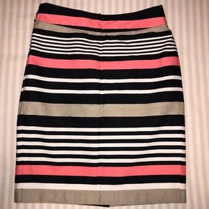 Banana Republic Striped Skirt - Black, White, Coral, Tan